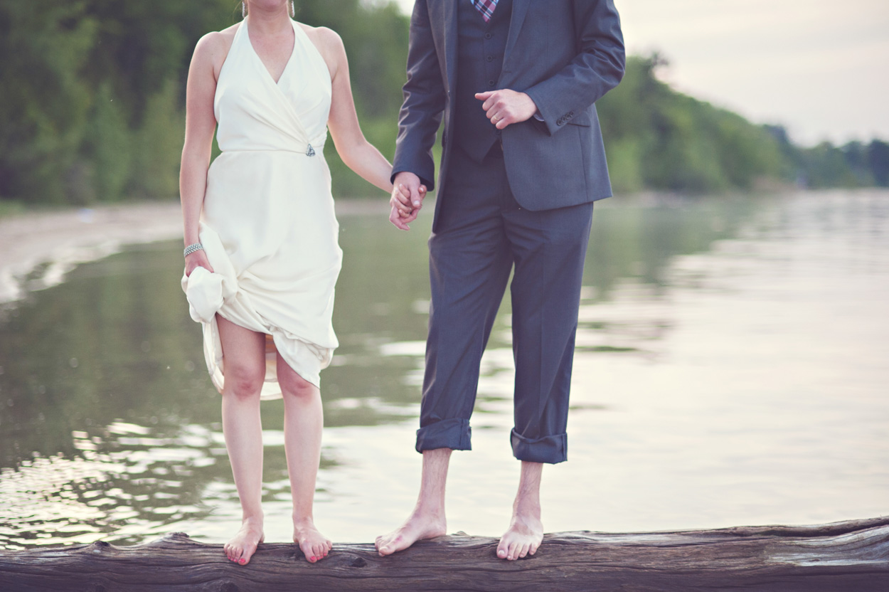 Fun Bride and Groom Portraits l Bride and Groom Beach Portraits l Rustic Camp Wedding