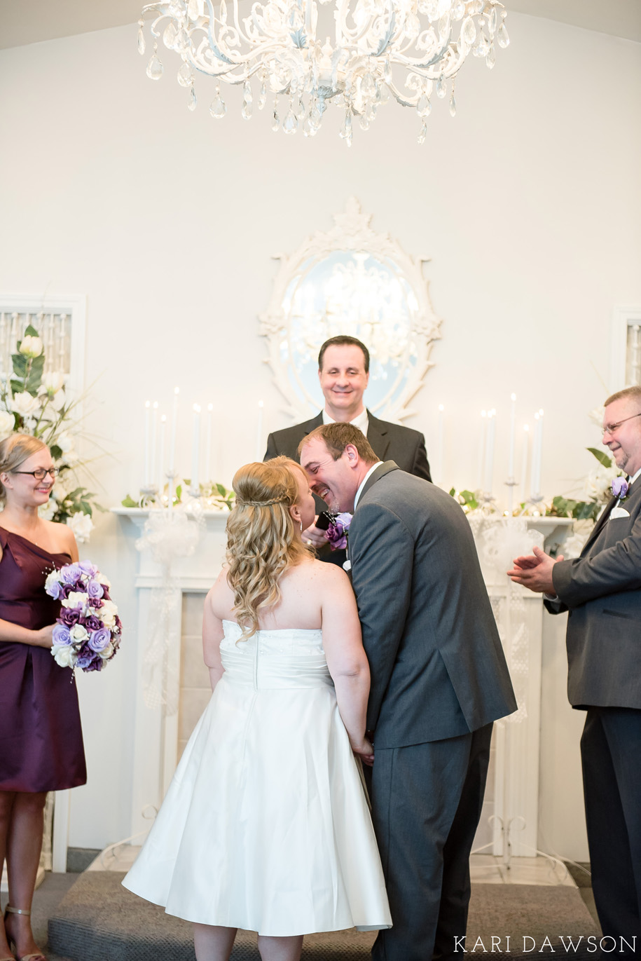 Michigan Chapel Wedding l First Kiss