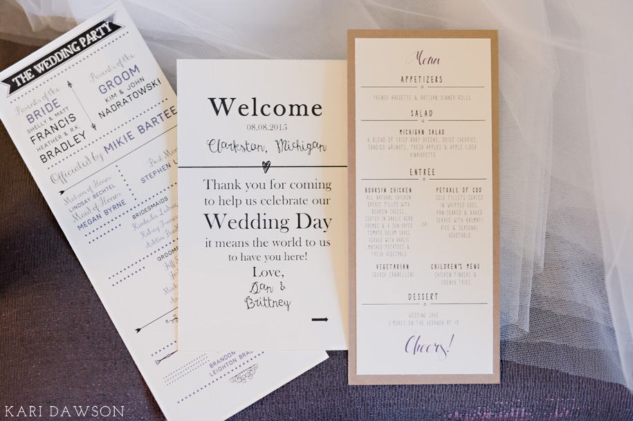 Rustic Elegant Wedding Stationary for this Rustic Elegant Black Tie Wedding l Menu l Program l Bridal Party