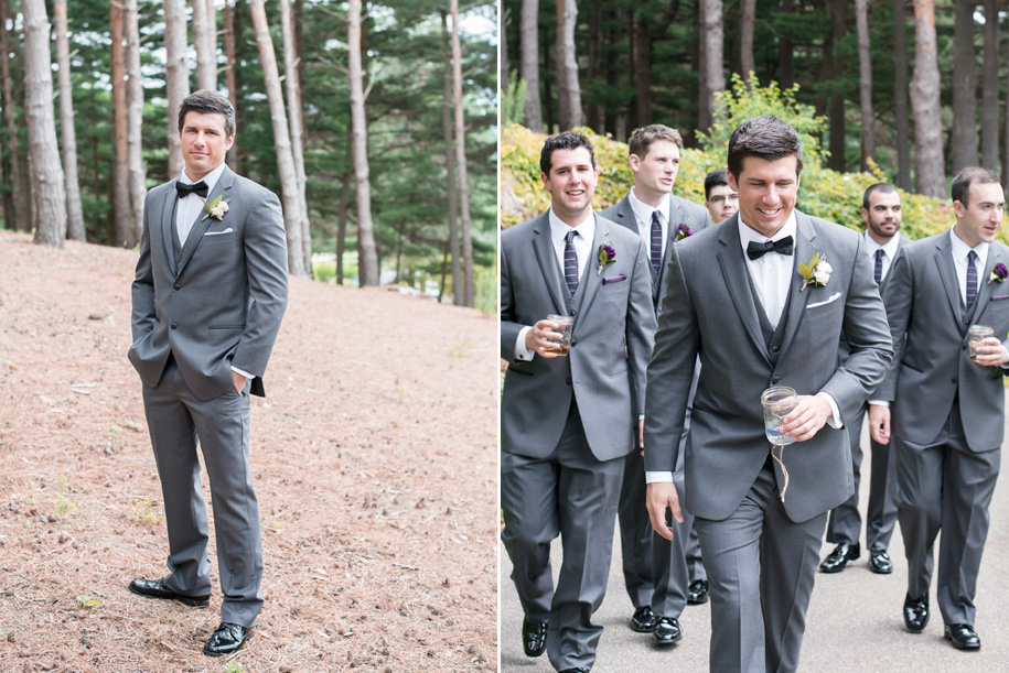 Sharp looking groomsman in their grey tuxedos l black tie country club wedding l rustic elegance