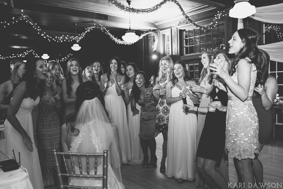 Sorority sisters serenade the bride at this rustic, vintage inspired, shabby chic summer wedding