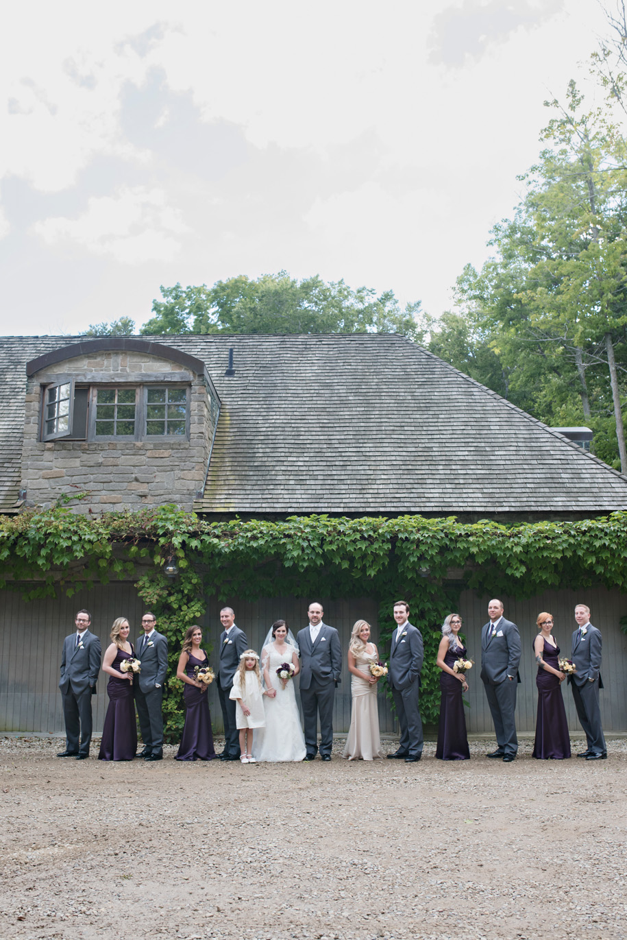 I love a vintage inspired wedding party portrait l Purple, Cream and Grey Wedding l Rustic and Romantic Outdoor Inner Circle Estate Wedding in the woods by Kari Dawson