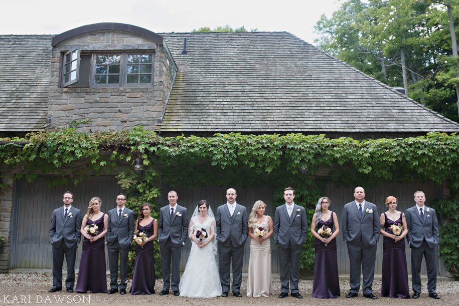 I love a vintage inspired wedding party portrait l Purple, Cream and Grey Wedding l Rustic and Romantic Outdoor Inner Circle Estate Wedding in the woods by Kari Dawson