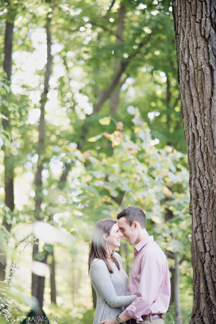 A fall Arboretum engagement in the woods just off of the University of Michigan campus by Kari Dawson Photography