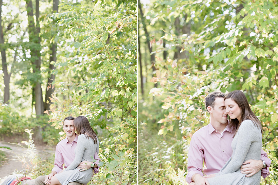 A fall Arboretum engagement in the woods just off of the University of Michigan campus by Kari Dawson Photography