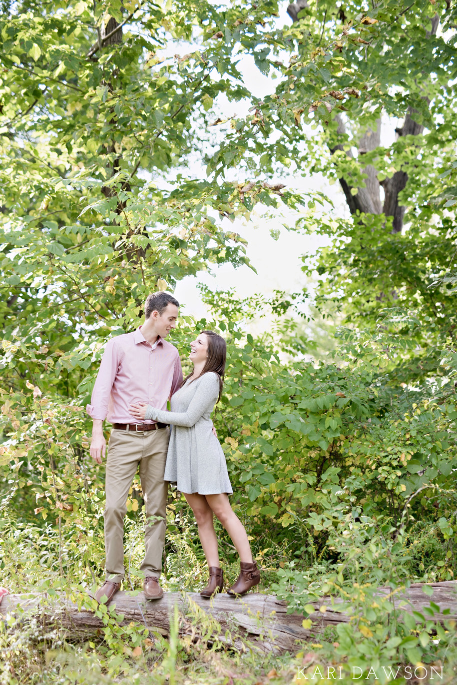 A fall Arboretum engagement in the woods just off of the University of Michigan campus by Kari Dawson Photography