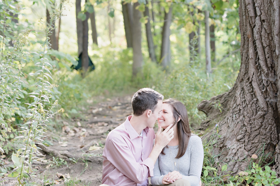 A fall Arboretum engagement in the woods just off of the University of Michigan campus by Kari Dawson Photography