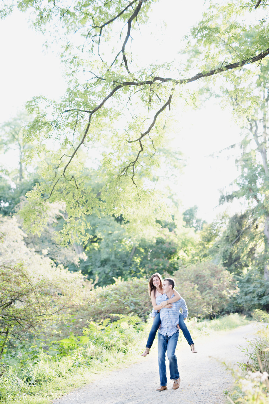 A fall Arboretum engagement in the woods just off of the University of Michigan campus by Kari Dawson Photography