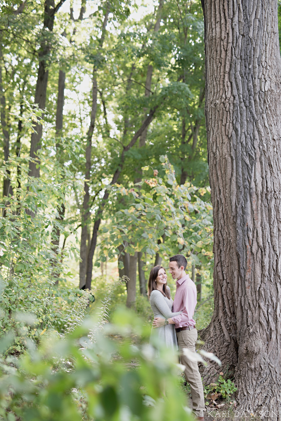 A fall Arboretum engagement in the woods just off of the University of Michigan campus by Kari Dawson Photography