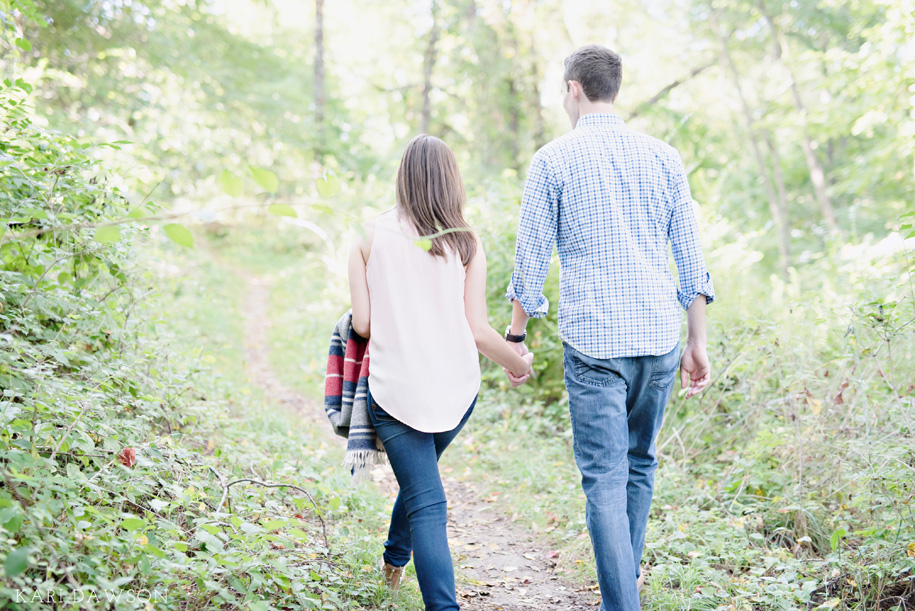 A fall Arboretum engagement in the woods just off of the University of Michigan campus by Kari Dawson Photography