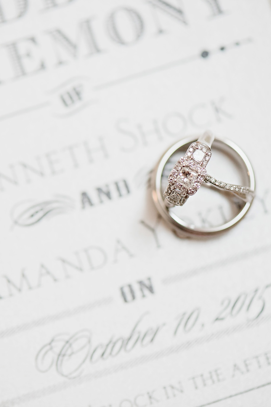 Classic, Modern, Elegant Diamond and White Gold Wedding Rings with a Simple Design . A fall wedding in Michigan by Kari Dawson