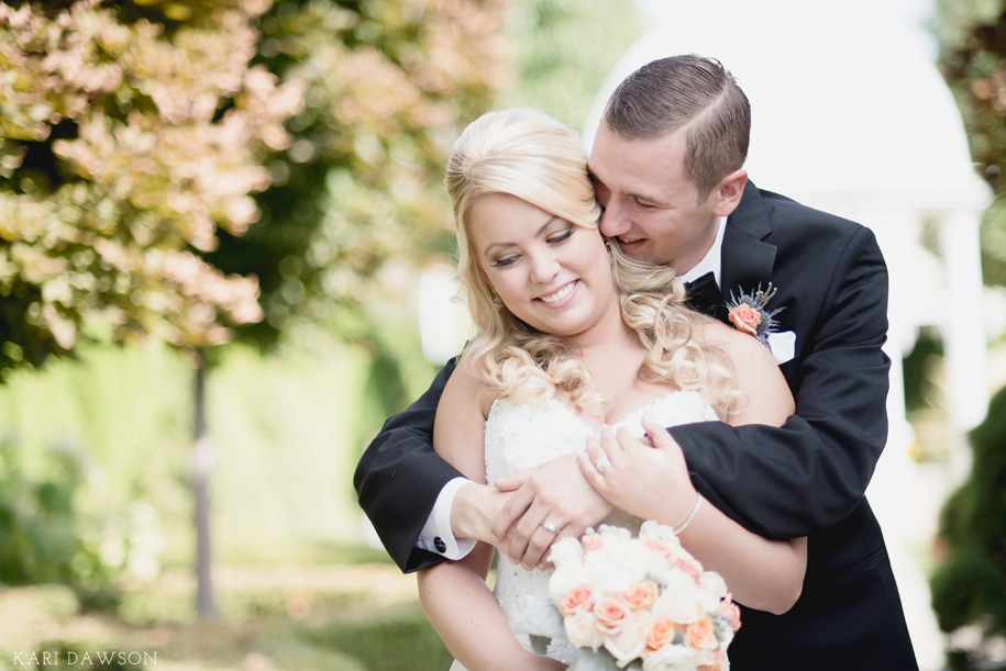 George George Park Bride and groom portraits at a fall wedding in Michigan by Kari Dawson