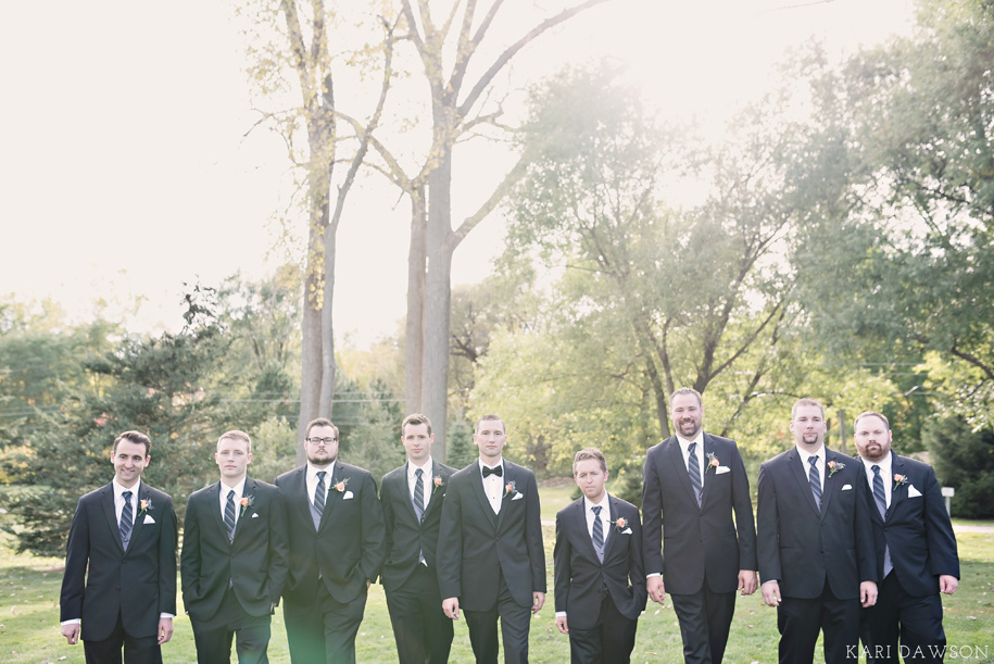 A groom and his men at George George in Clinton Township, Michigan . An autumn Michigan wedding by Kari Dawson