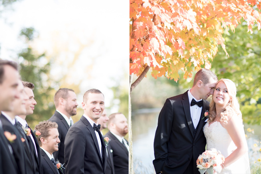 George George Park Bride and groom portraits at a fall wedding in Michigan by Kari Dawson