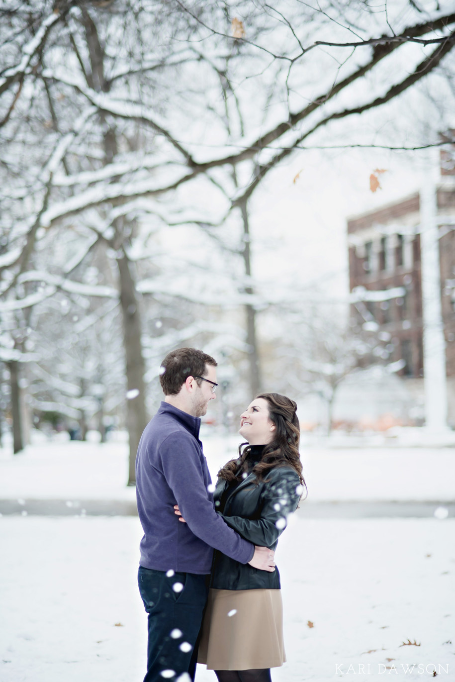 A snowy University of Michigan Campus winter engagement in Ann Arbor Michigan-1