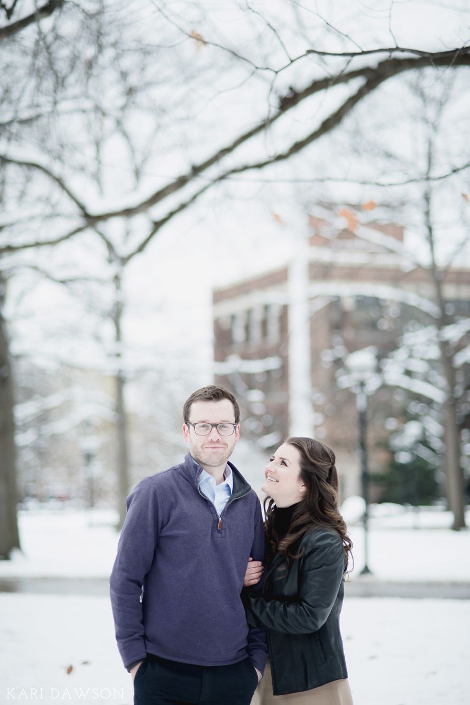 A snowy University of Michigan Campus winter engagement in Ann Arbor Michigan-12