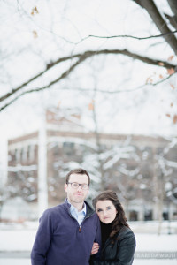 A snowy U of M winter engagement in Ann Arbor by Kari Dawson