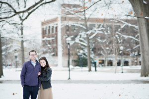 A snowy U of M winter engagement in Ann Arbor by Kari Dawson