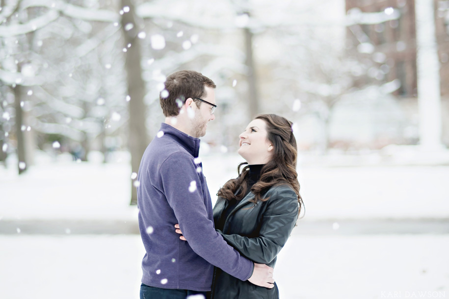 A snowy University of Michigan Campus winter engagement in Ann Arbor Michigan-7