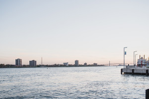 Grey Waterview Loft at Port Detroit Fall Wedding in Detroit, Michigan by Kari Dawson Photography.