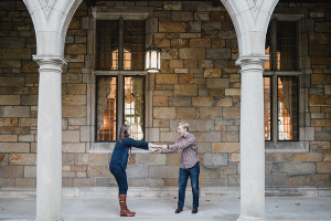 Fall University of Michigan Campus Engagement Photos by Kari Dawson, top rated Ann Arbor wedding photographer.