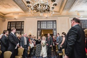 Navy and maroon Detroit Athletic Club Christmas Wedding by Kari Dawson Photography