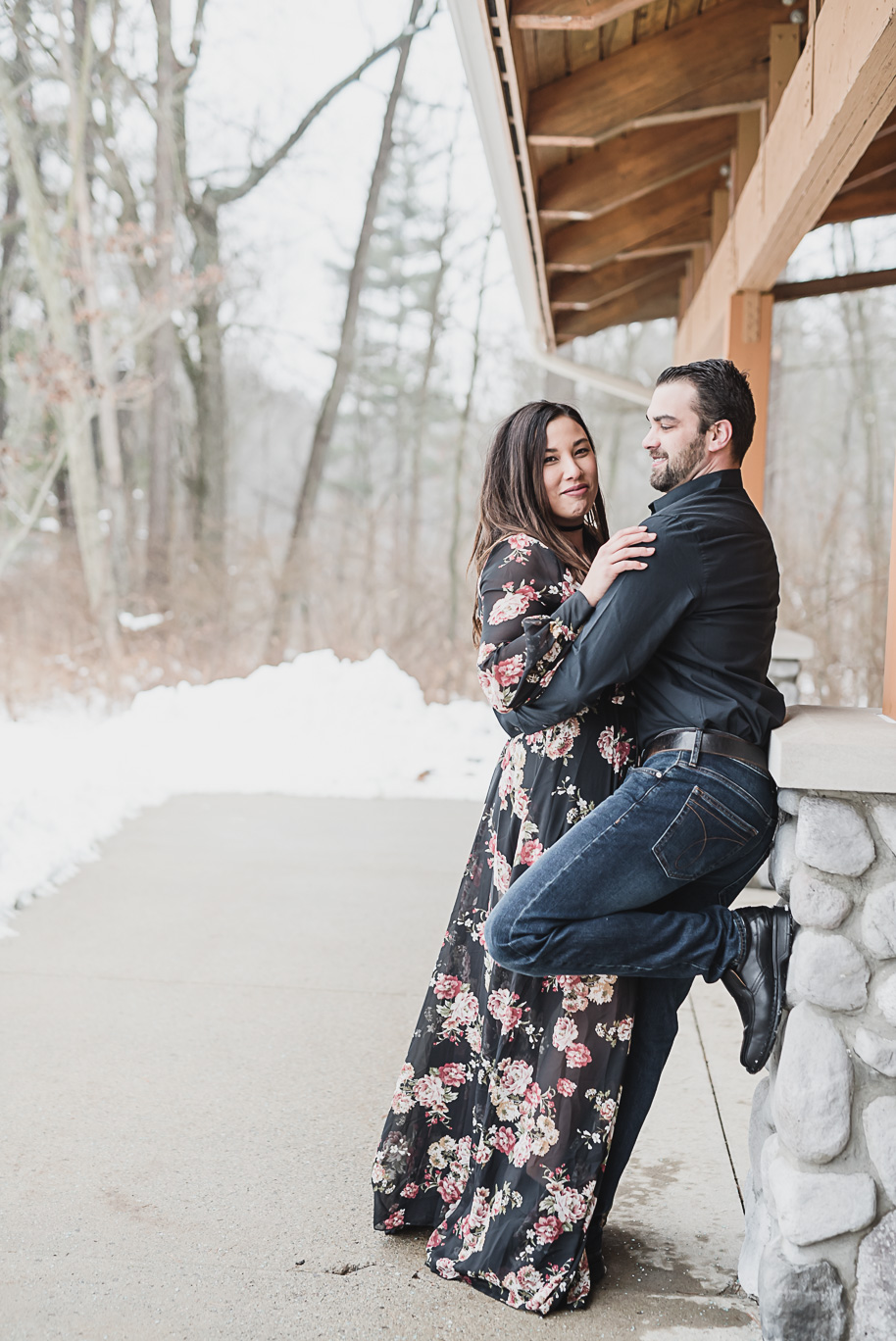 Washington Michign Winter Engagement Session in the Woods-16