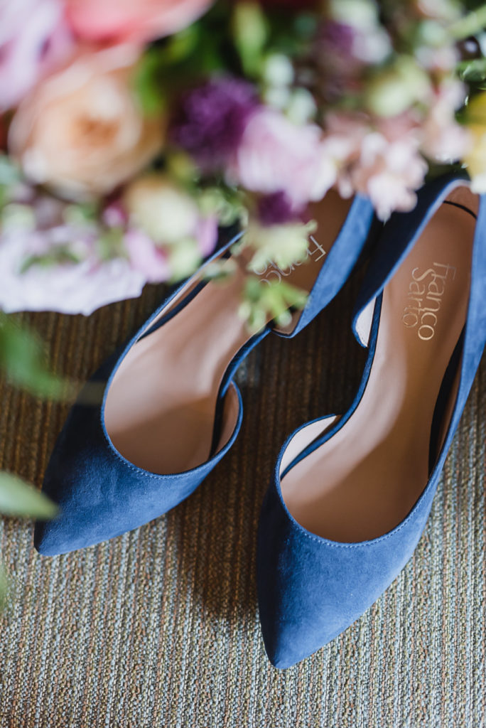How about your wedding day wedges for a little something blue? Colorful Meadow Brook Mansion wedding in Rochester, Michigan provided by Kari Dawson, top-rated Rochester, Michigan wedding photographer, and her team. 