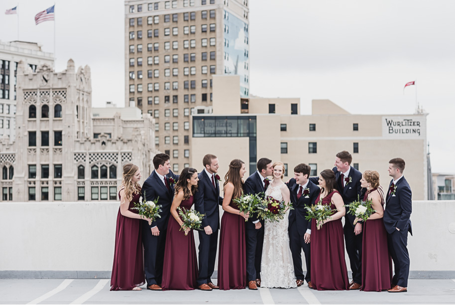 Cranberry and Navy fall Gem Theatre wedding in Downtown Detroit, Michigan provided by Kari Dawson, top-rated Detroit Wedding photographer and her team.