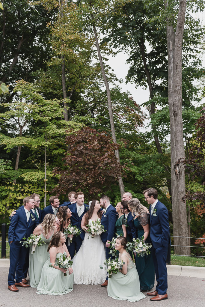 Sage, emerald, and navy wedding color palette at Noah's Event Venue in Auburn Hills, Michigan by Kari Dawson, top-rated Metro Detroit Wedding Photographer, and her team.