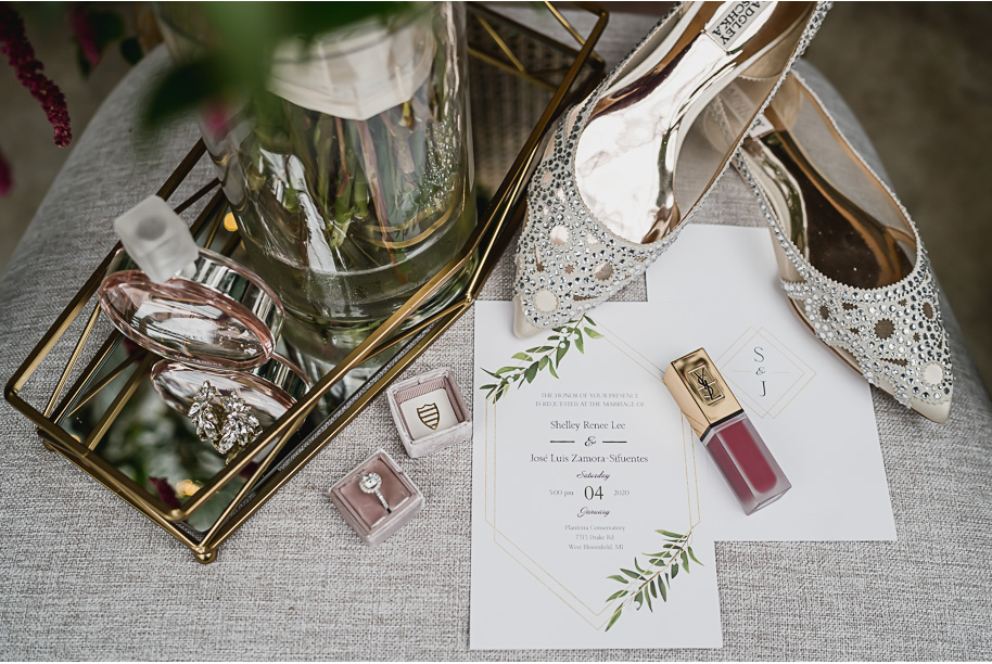 Black and blush, blacktie Planterra winter wedding in West Bloomfield Michigan provided by Kari Dawson, top-rated Metro Detroit Wedding Photographer, and her team..