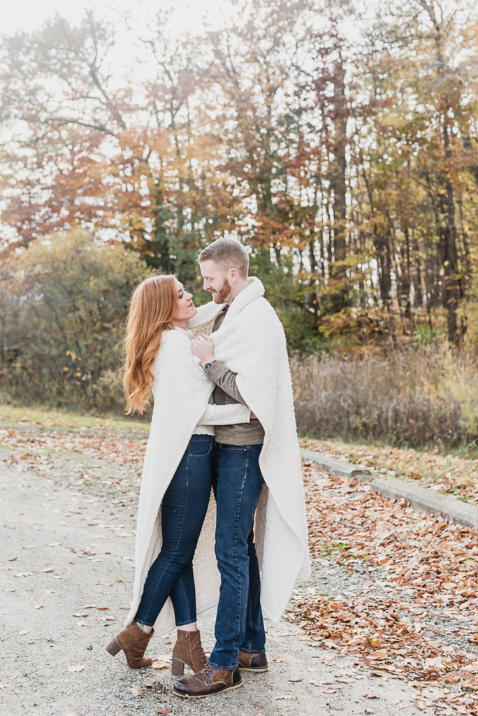 Wolcott Mill fall engagement photos in Ray, Michigan provided by Kari Dawson Photography, top-rated Metro Detroit Wedding Photographer. 