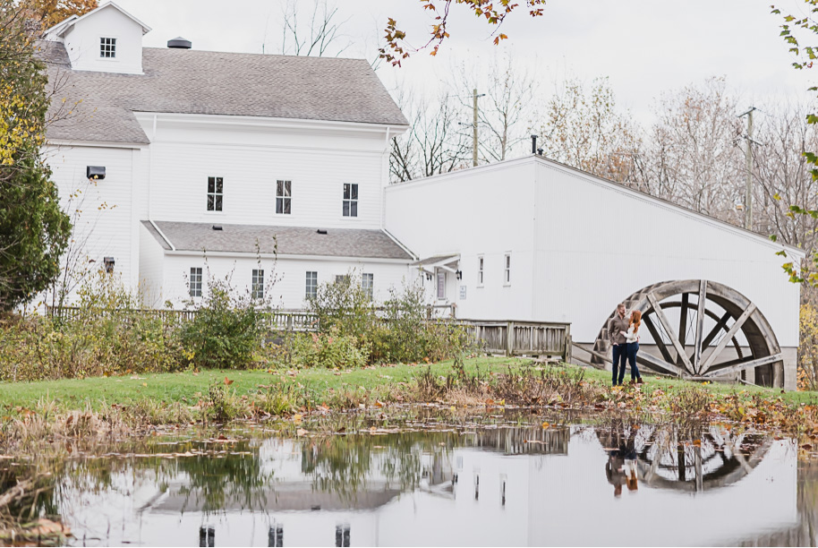 Wolcott Mill fall engagement photos in Ray, Michigan provided by Kari Dawson Photography, top-rated Metro Detroit Wedding Photographer. 