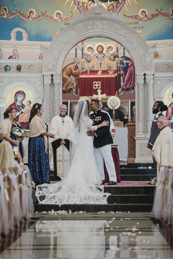 Navy military Orthodox wedding at Basilica of St Mary provided by Kari Dawson, top-rated Metro Detroit wedding photographer, and her team.