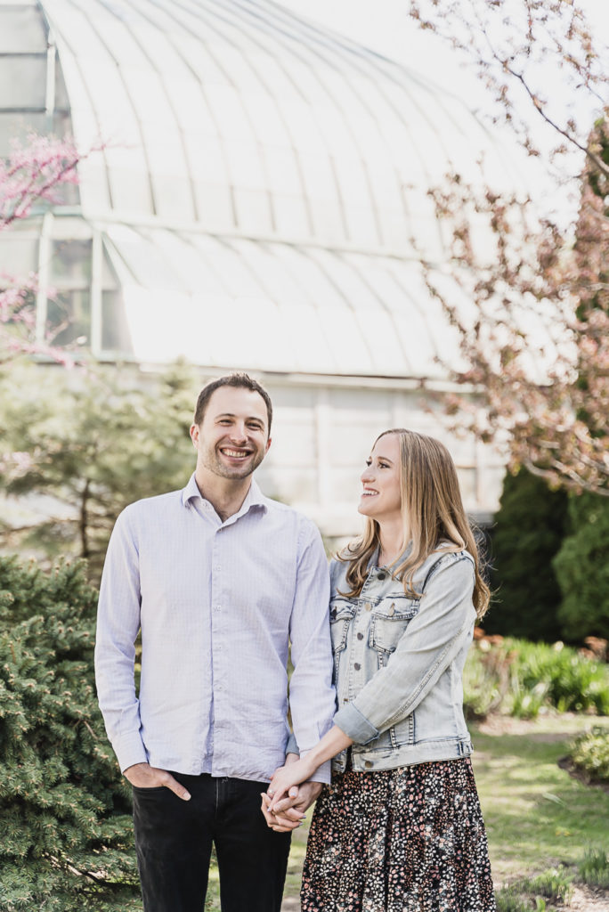 Romantic spring Lincoln Park engagement photos at the conservatory and zoo in Downtown Chicago, Illinois provided by Kari Dawson, top-rated Chicago engagement and wedding photographer.