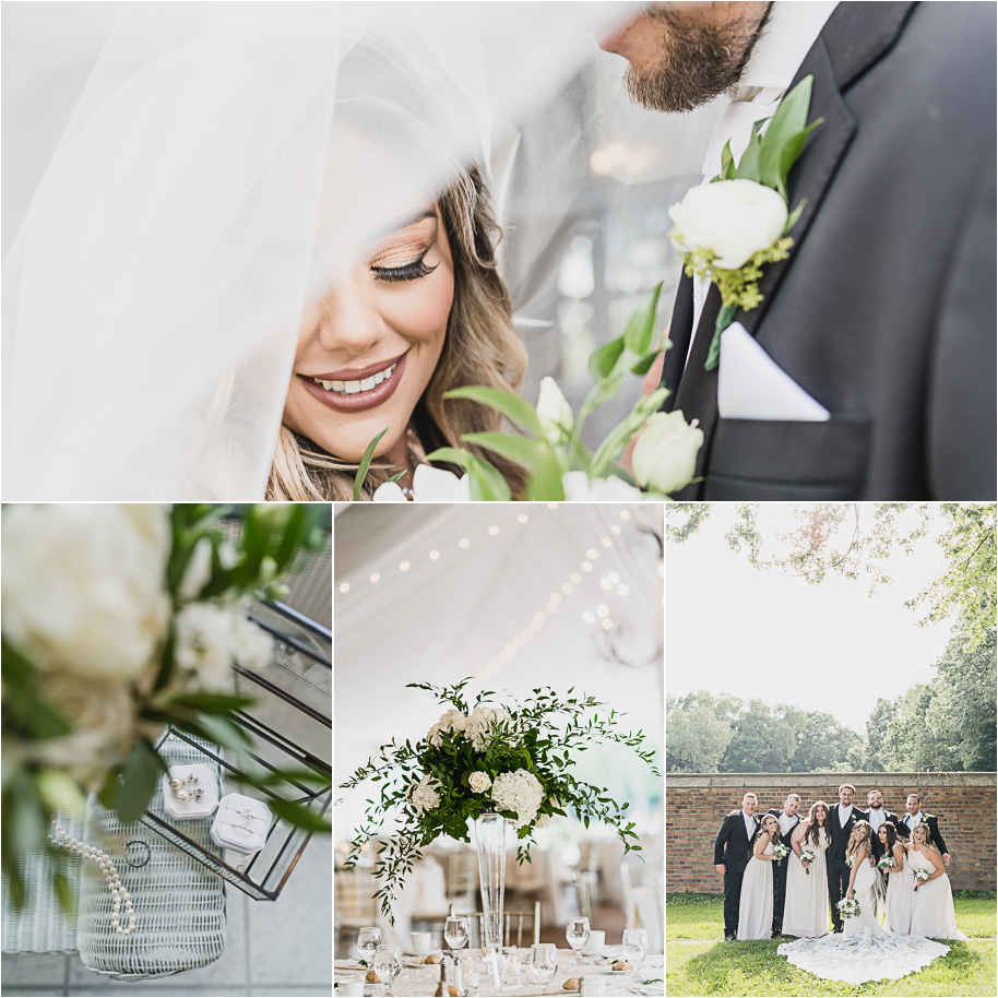 A neutral and black romantic Meadow Brook Hall summer wedding in Rochester, Michigan provided by Kari Dawson, top-rated Detroit Wedding Photographer, and her team.