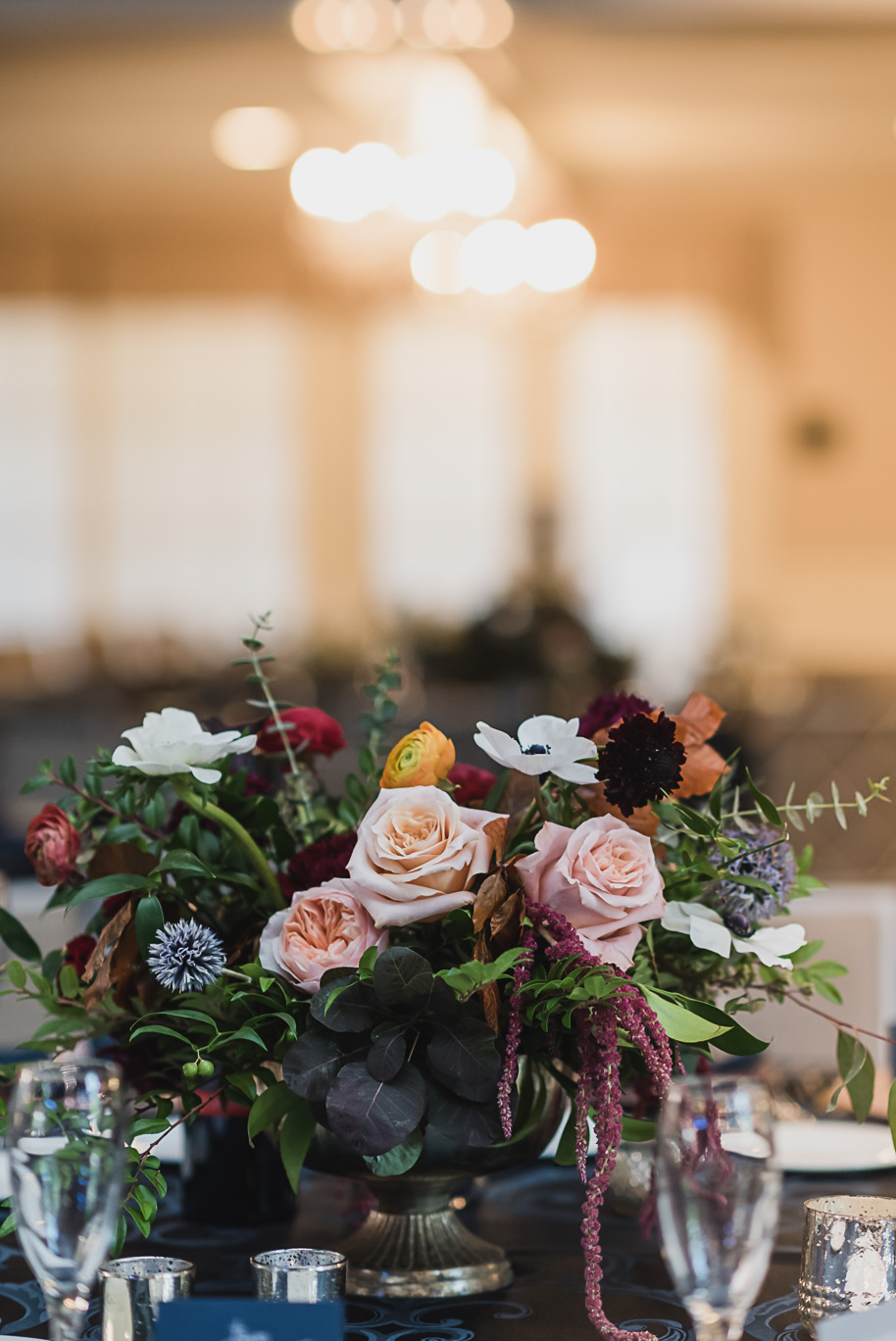 Vibrant fall wedding color palette at the Community House in Birmingham, Michigan by Kari Dawson, top-rated Birmingham photographer, and her team.