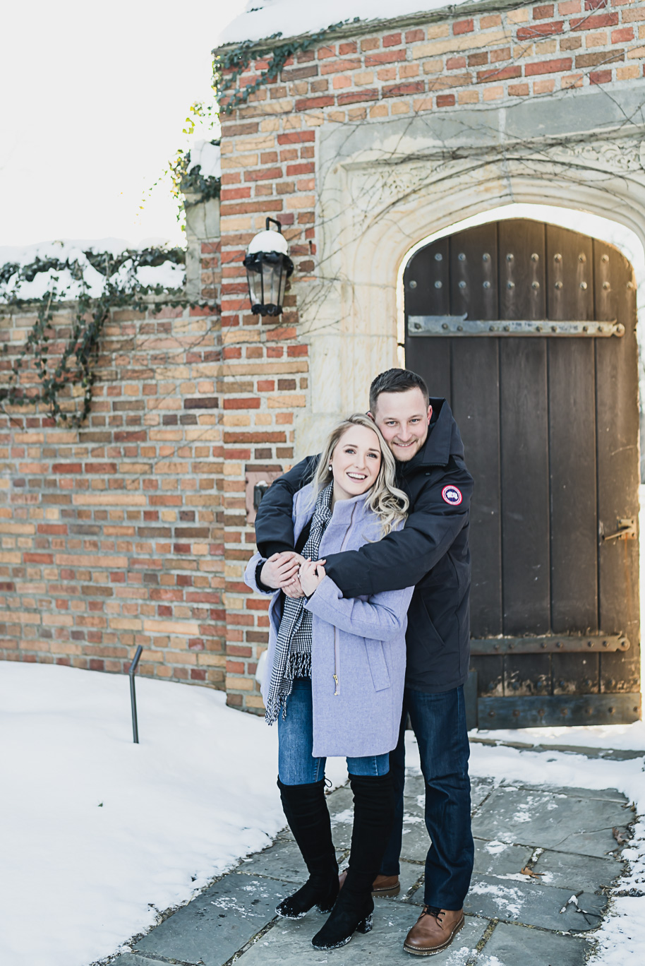 Romantic winter Meadow Brook Hall engagement photos in Rochester, Michigan by Kari Dawson Photography, top-rated Rochester photographer. 