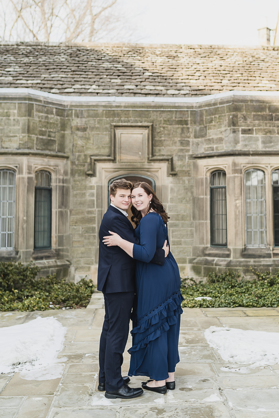 Winter Edsel and Eleanor Ford House Engagement Photos in Grosse Pointe Shores, Michigan by top-rated Detroit Wedding Photographer, Kari Dawson, and her team.