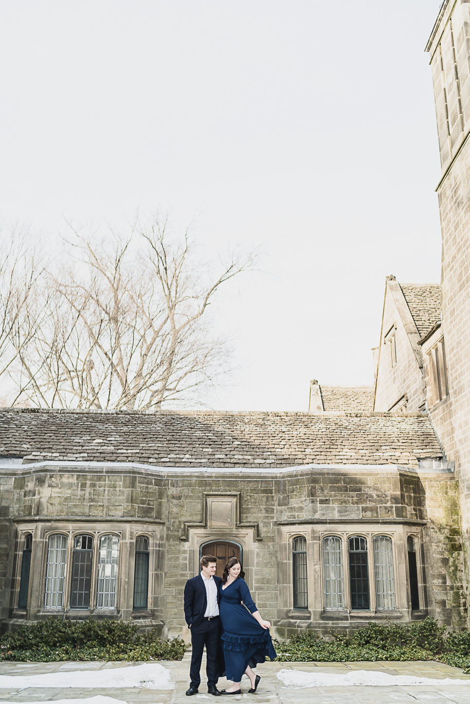 Winter Edsel and Eleanor Ford House Engagement Photos in Grosse Pointe Shores, Michigan by top-rated Detroit Wedding Photographer, Kari Dawson, and her team.