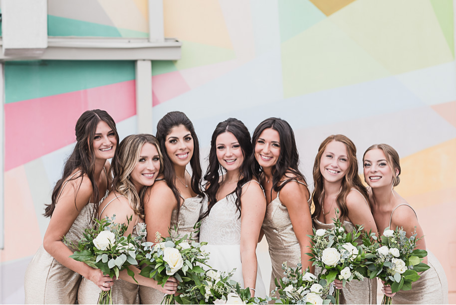 A classic black white and gold black-tie summer Jewish wedding at the CCS Taubman Center in downtown Detroit by Kari Dawson.