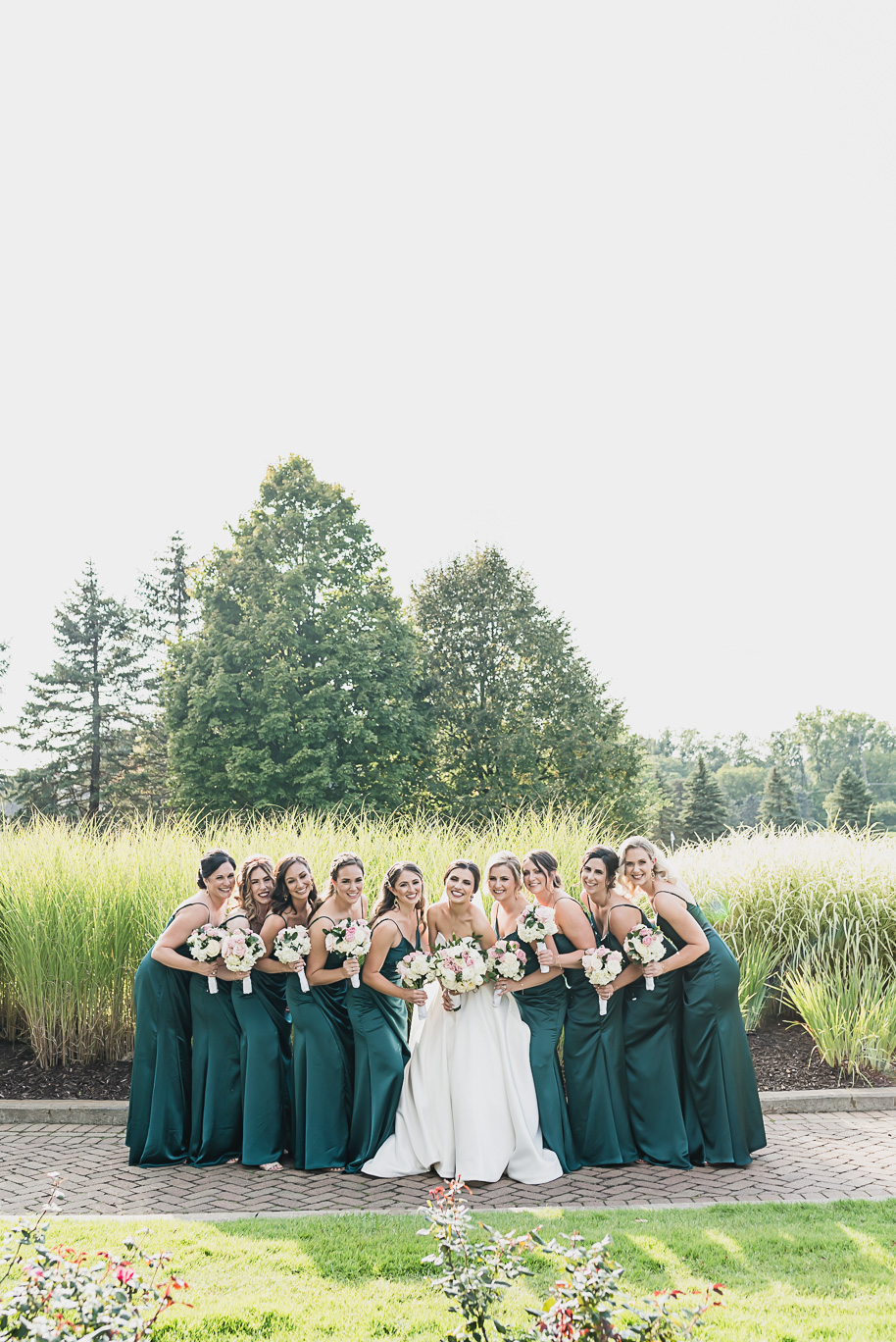 Emerald green and black summer Great Oaks Country Club wedding in Rochester, Michigan provided by Kari Dawson, top-rated Rochester wedding photographer and her team.