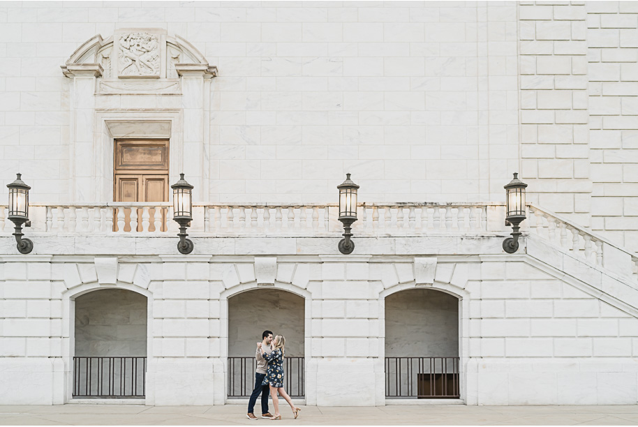 A fall engagement session in Detroit at the Detroit Public Library and Detroit Institute of Arts by Kari Dawson.