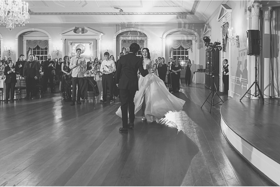 A classic and romantic winter Lovett Hall wedding at Greenfield Village in Dearborn Michigan provided by Kari Dawson top-rated Detroit wedding photographer.
