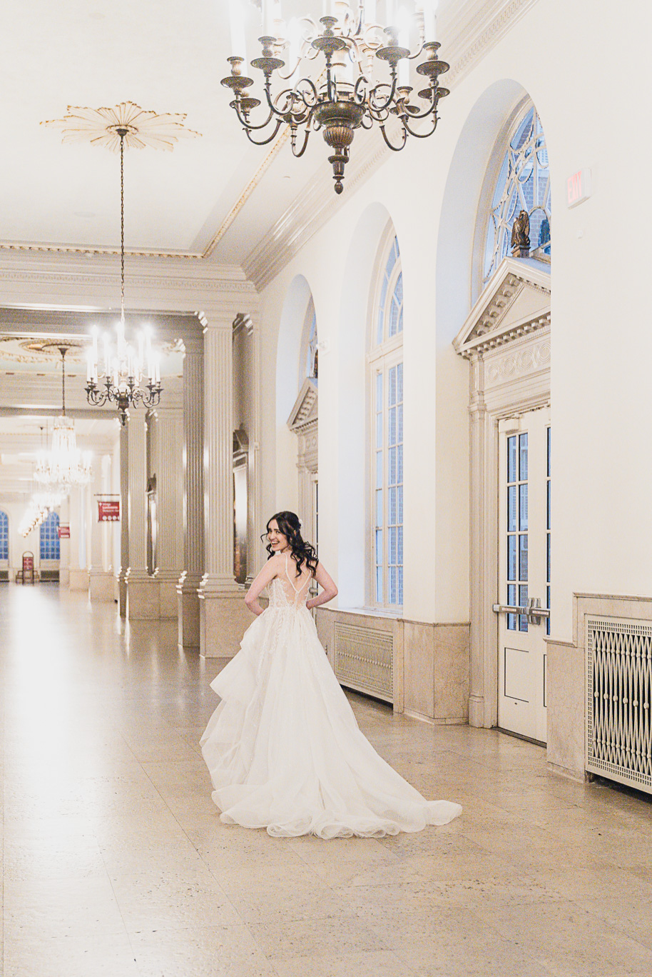 A classic and romantic winter Lovett Hall wedding at Greenfield Village in Dearborn Michigan provided by Kari Dawson top-rated Detroit wedding photographer.
