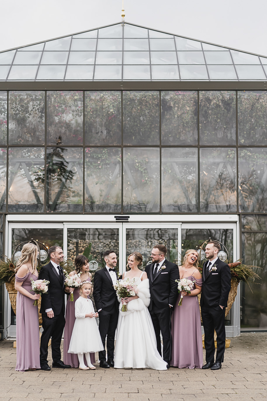 A lilac and black classic winter Planterra wedding in West Bloomfield, Michigan provided by Kari Dawson, top-rated Detroit wedding photographer.