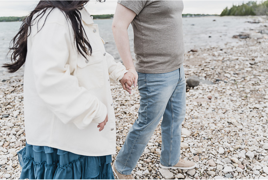 A northern Michigan engagement session on Lake Huron in Presque Isle by top-rated Norhtern Michigan wedding photographer, Kari Dawson.