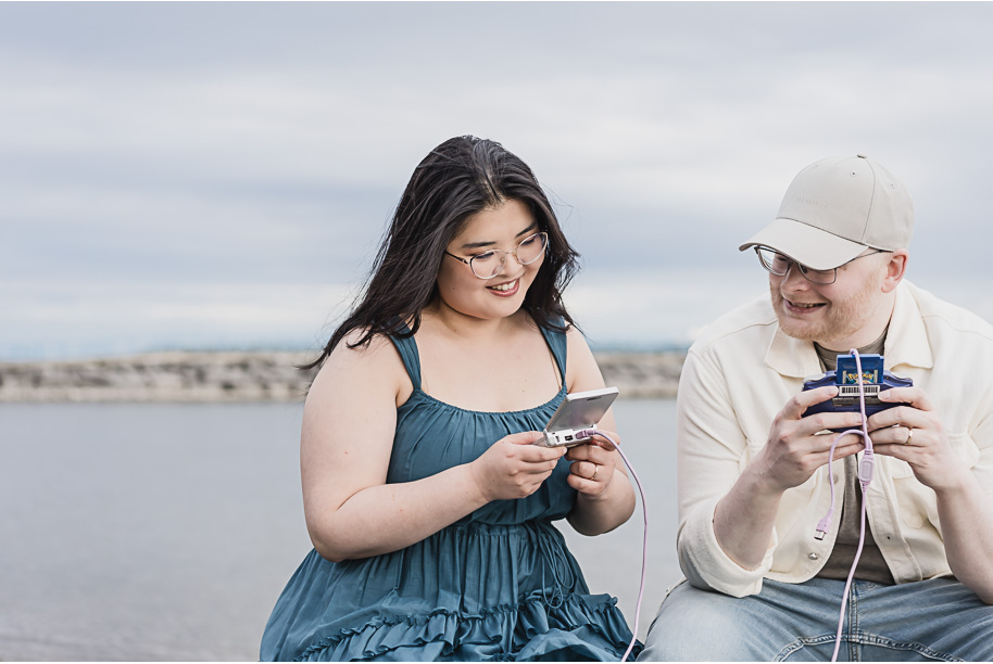 A northern Michigan engagement session on Lake Huron in Presque Isle by top-rated Norhtern Michigan wedding photographer, Kari Dawson.