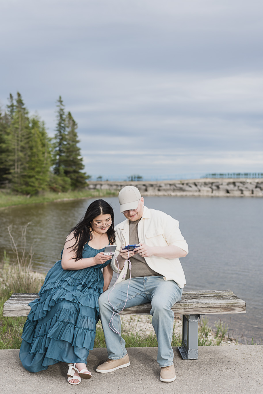 A northern Michigan engagement session on Lake Huron in Presque Isle by top-rated Norhtern Michigan wedding photographer, Kari Dawson.