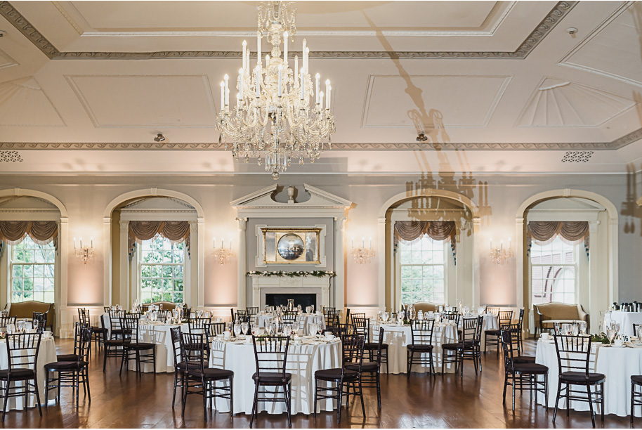 A spring black and white Lovett Hall wedding at Greenfield Village in Dearborn, Michigan provided by Kari Dawson Photography.